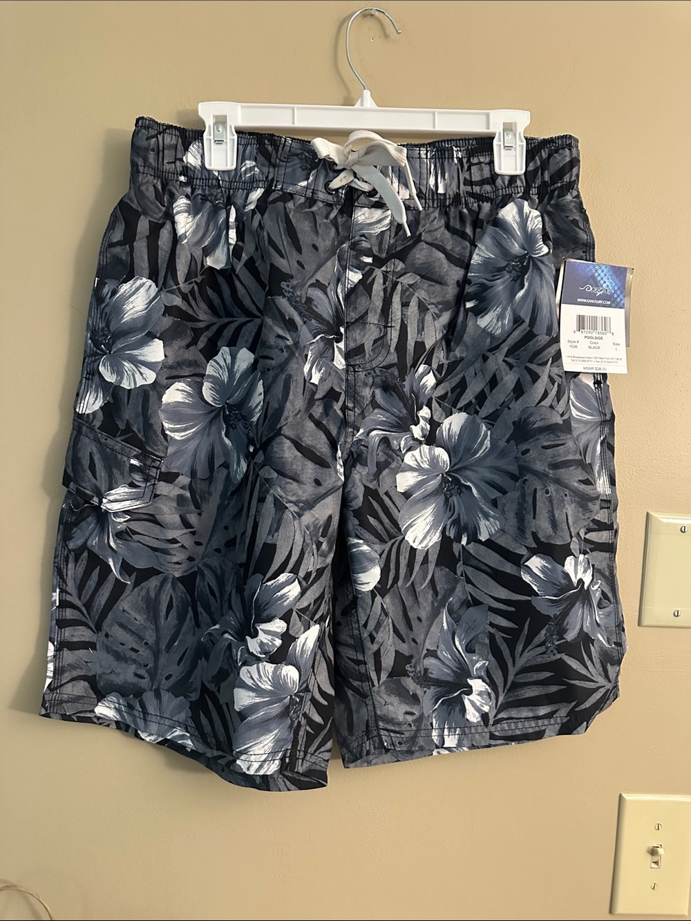 Kanu Surf Black & Gray Floral Swim Shorts